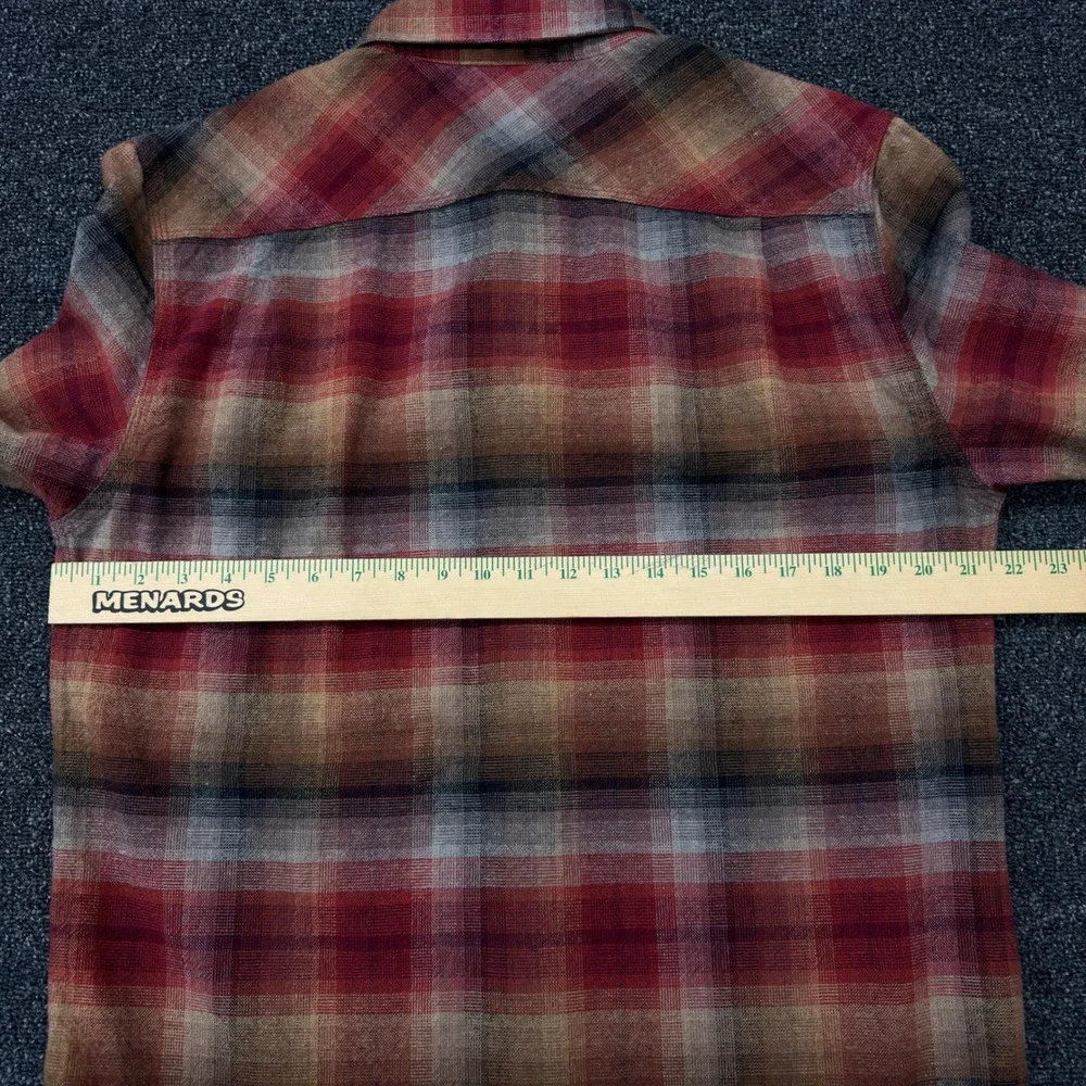 Brixton Bowery Flannel Shirt Mens Large Red Orange Plaid Long‎ Sleeve Button Up